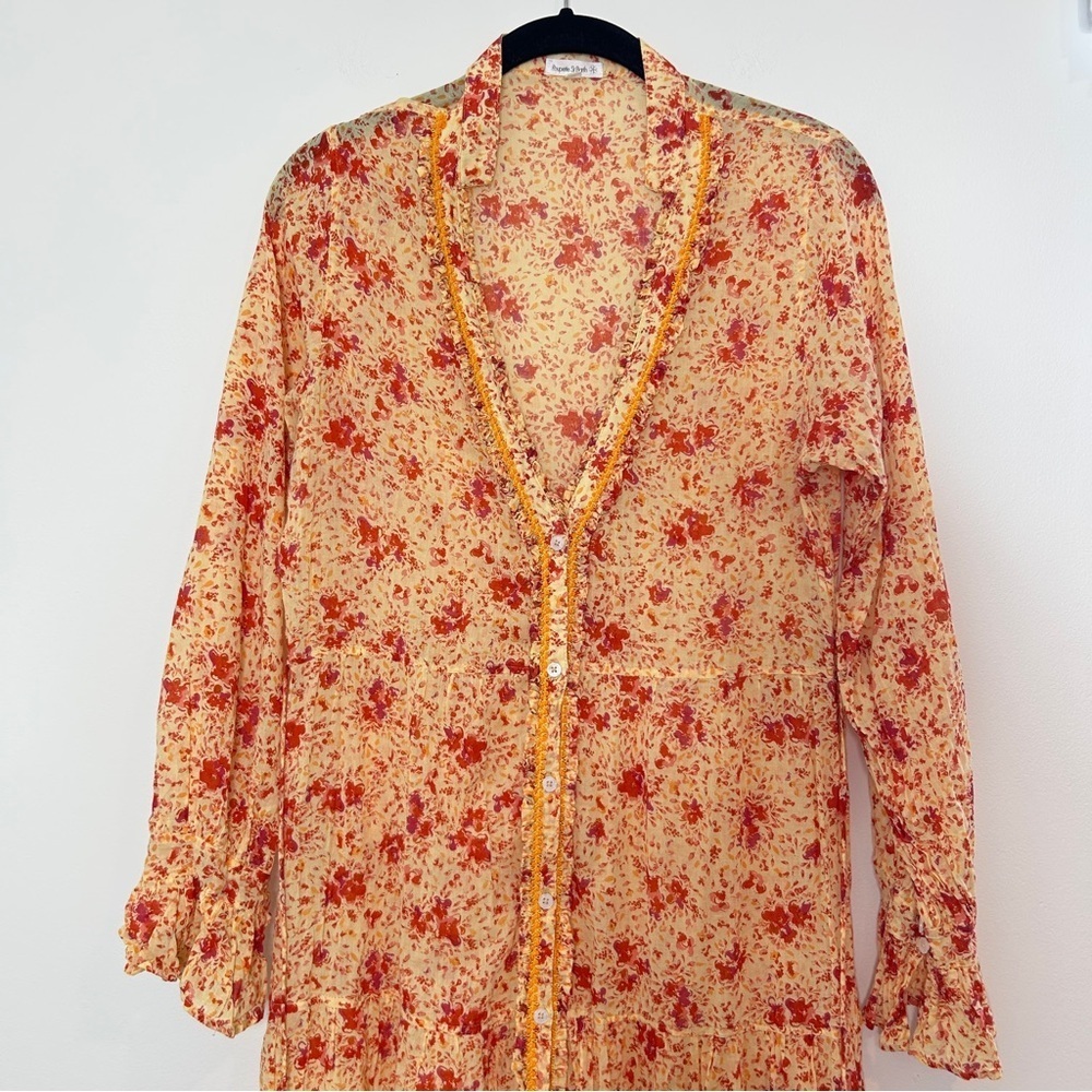 Poupette St. Bart Rita Floral Maxi Dress Pink Yellow Size Medium - Picture 6 of 12